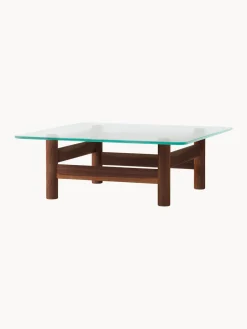 Mesa de centro de madera de nogal con tapa de cristal Brasilia Mesas De Centro|Mesas De Centro