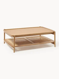 Mesa de centro de madera con espacio de almacenaje de tejido vienés Libby Mesas De Centro|Mesas De Centro