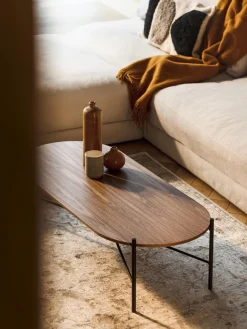 Mesas De Centro|Mesas De Centro>Noo.ma Mesa de centro de madera de nogal Toglan TurrónAcero pintado en polvo, tablero de partículas + chapa de nogal