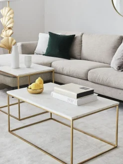 Mesas De Centro|Mesas De Centro>Westwing Collection Mesa de centro de mármol Alys Mármol blanco, dorado