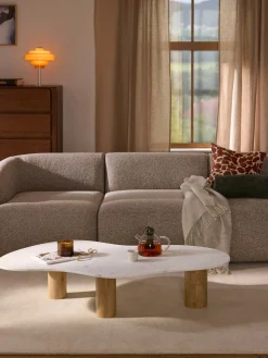 Mesas De Centro|Mesas De Centro>Westwing Collection Mesa de centro de mármol con forma orgánica Naruto Madera de roble, mármol blanco