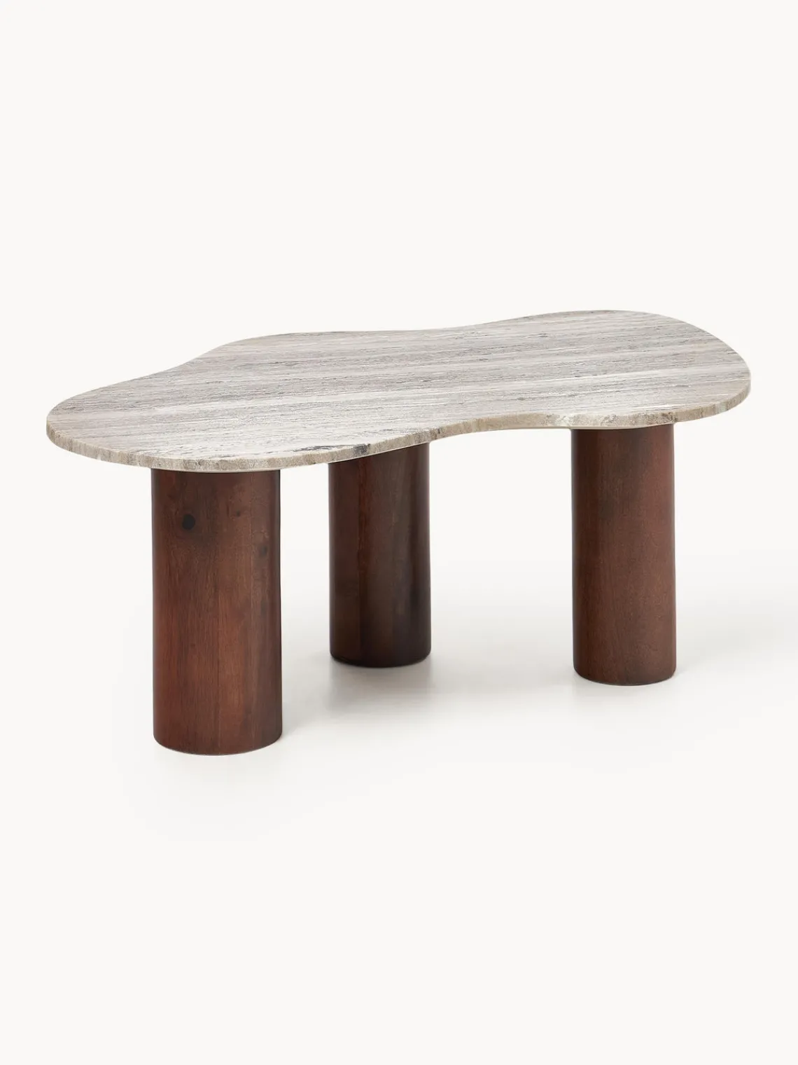 Mesas De Centro|Mesas De Centro>Westwing Collection Mesa de centro de mármol con forma orgánica Naruto, pequeña Madera de mango, beige