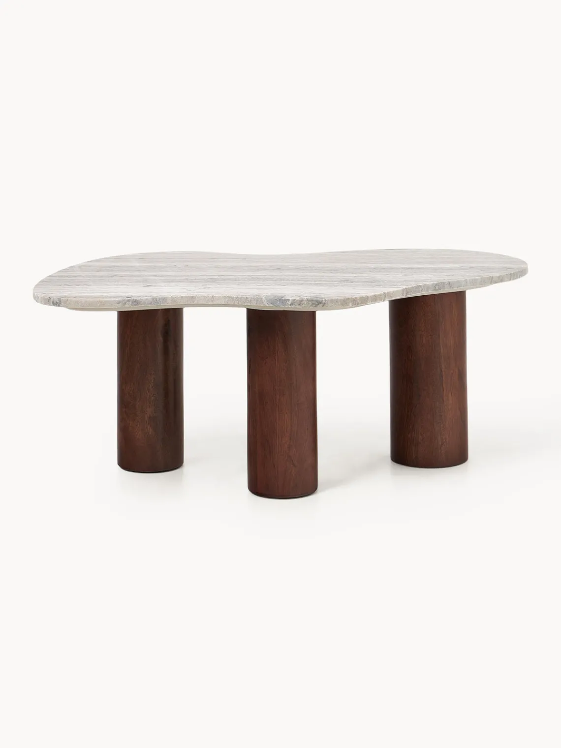 Mesas De Centro|Mesas De Centro>Westwing Collection Mesa de centro de mármol con forma orgánica Naruto, pequeña Madera de mango, beige