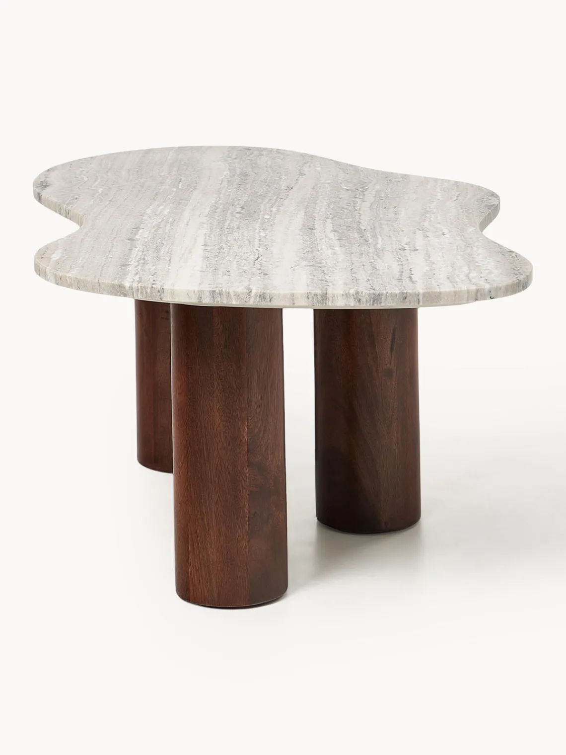 Mesas De Centro|Mesas De Centro>Westwing Collection Mesa de centro de mármol con forma orgánica Naruto, pequeña Madera de mango, beige