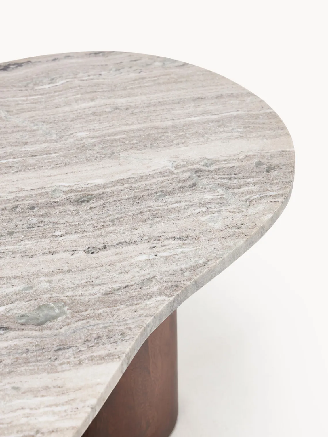 Mesas De Centro|Mesas De Centro>Westwing Collection Mesa de centro de mármol con forma orgánica Naruto, pequeña Madera de mango, beige