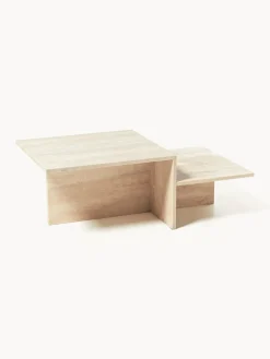 Mesas De Centro|Mesas De Centro>Ferm Living Mesa de centro de travertino con dos tableros Distinct Travertino beige