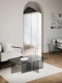 Mesas De Centro|Mesas De Centro>Westwing Collection Mesa de centro de vidrio Anouk, 102 cm Gris transparente