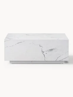 Mesas De Centro|Mesas De Centro>Westwing Collection Mesa de centro en look mármol Lesley Aspecto mármol blanco brillante