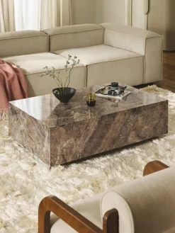 Mesas De Centro|Mesas De Centro>Westwing Collection Mesa de centro en look mármol Lesley Aspecto mármol tonos marrones brillantes