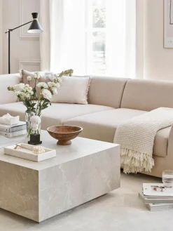 Mesas De Centro|Mesas De Centro>Westwing Collection Mesa de centro en look travertino Lesley Aspecto travertino beige mate