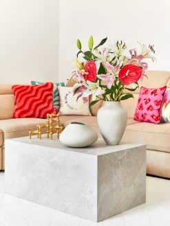 Mesas De Centro|Mesas De Centro>Westwing Collection Mesa de centro en look travertino Lesley Aspecto travertino beige mate