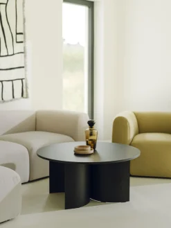 Mesas De Centro|Mesas De Centro>Noo.ma Mesa de centro Gavo NegroAcero pintado en polvo, tablero de partículas + chapa de roble