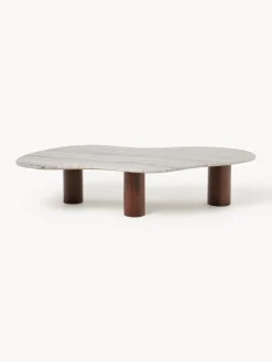 Mesas De Centro|Mesas De Centro></noscript>Westwing Collection Mesa de centro grande de mármol con forma orgánica Naruto Madera de mango, beige