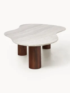 Mesas De Centro|Mesas De Centro></noscript>Westwing Collection Mesa de centro grande de mármol con forma orgánica Naruto Madera de mango, beige