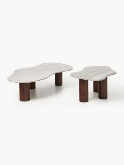 Mesas De Centro|Mesas De Centro></noscript>Westwing Collection Mesa de centro grande de mármol con forma orgánica Naruto Madera de mango, beige