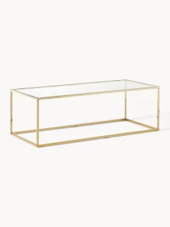 Mesas De Centro|Mesas De Centro>Westwing Collection Mesa de centro Maya, tablero de vidrio Transparente, dorado brillante