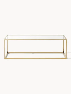 Mesas De Centro|Mesas De Centro>Westwing Collection Mesa de centro Maya, tablero de vidrio Transparente, dorado brillante