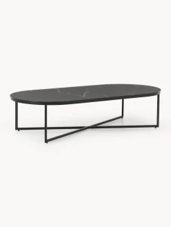 Sale Mesa de centro ovalada con tablero de vidrio en look mármol Antigua Mesas De Centro|Mesas De Centro