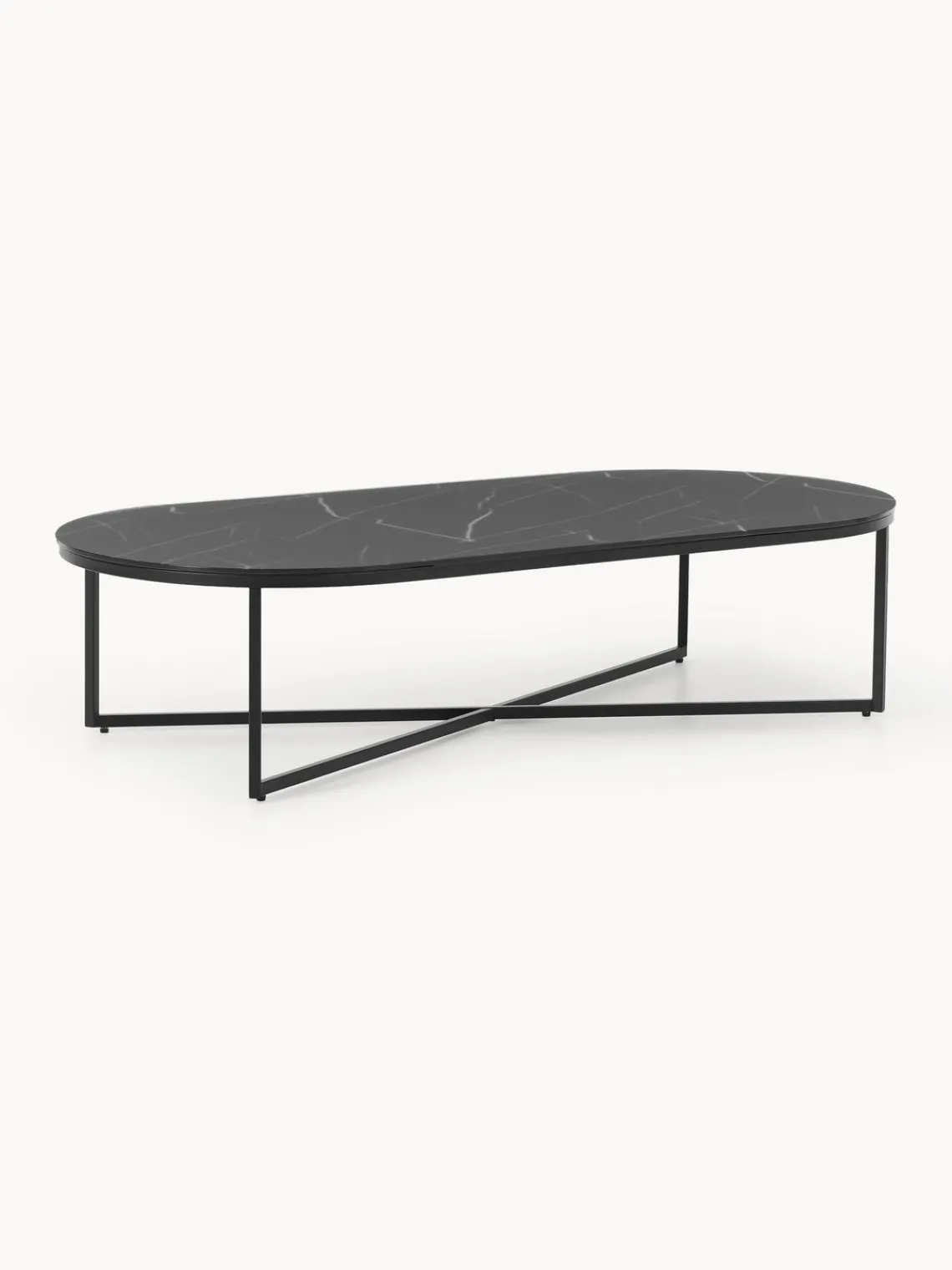 Sale Mesa de centro ovalada con tablero de vidrio en look mármol Antigua Mesas De Centro|Mesas De Centro