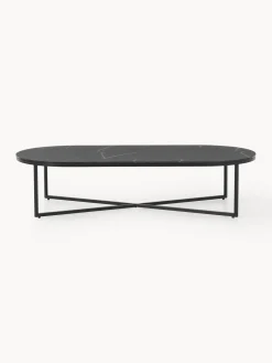 Sale Mesa de centro ovalada con tablero de vidrio en look mármol Antigua Mesas De Centro|Mesas De Centro