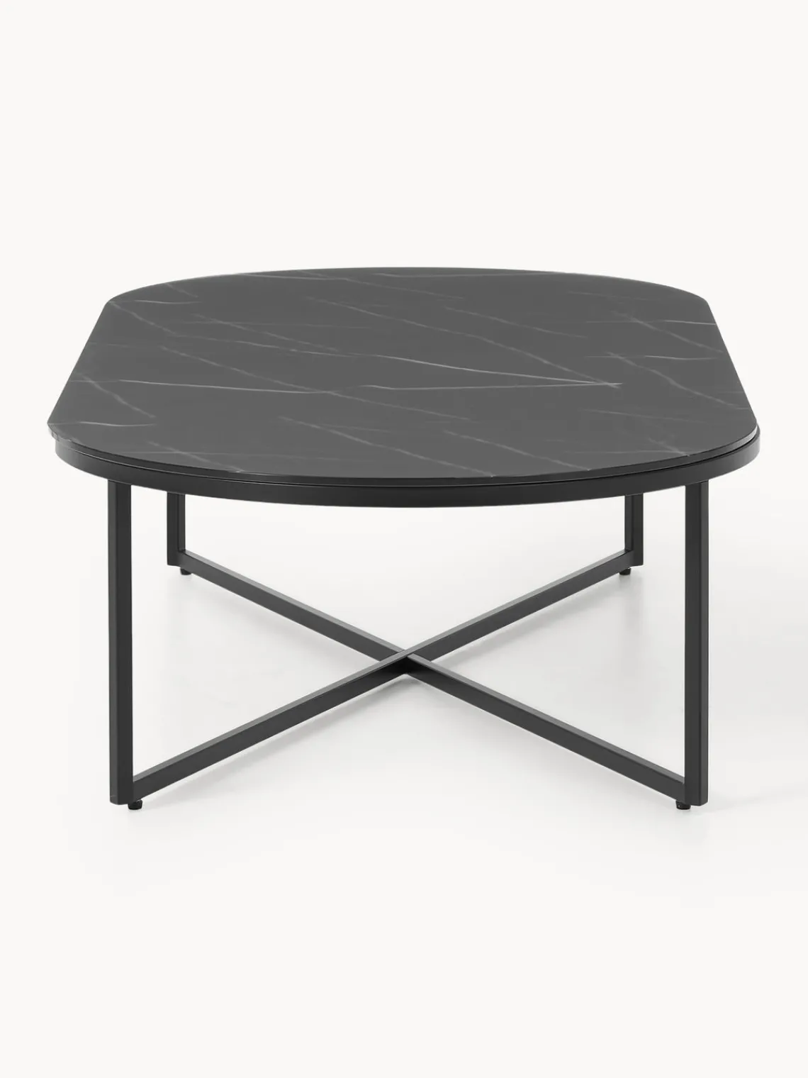 Sale Mesa de centro ovalada con tablero de vidrio en look mármol Antigua Mesas De Centro|Mesas De Centro