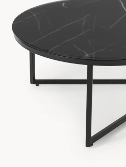 Sale Mesa de centro ovalada con tablero de vidrio en look mármol Antigua Mesas De Centro|Mesas De Centro