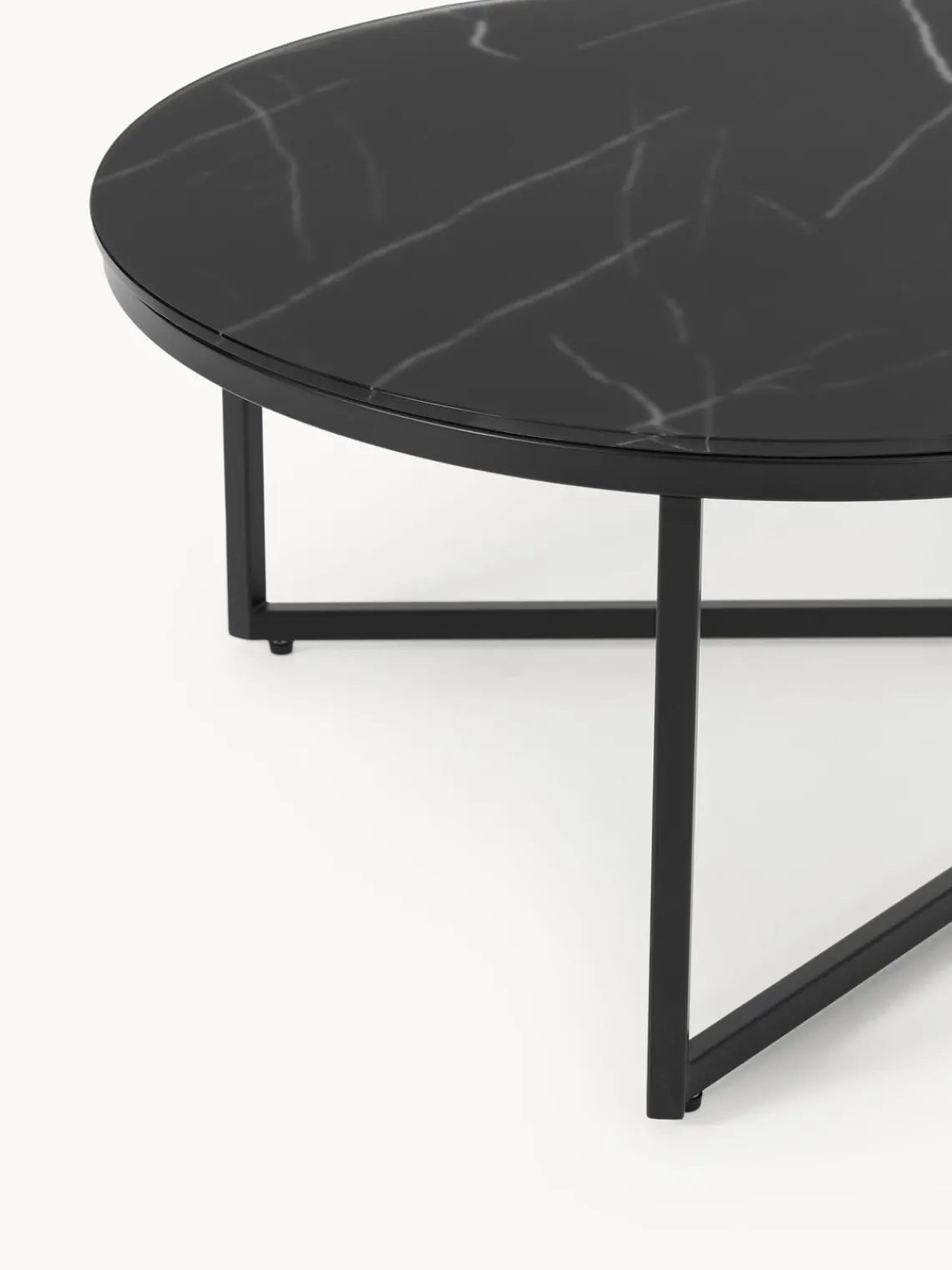 Sale Mesa de centro ovalada con tablero de vidrio en look mármol Antigua Mesas De Centro|Mesas De Centro