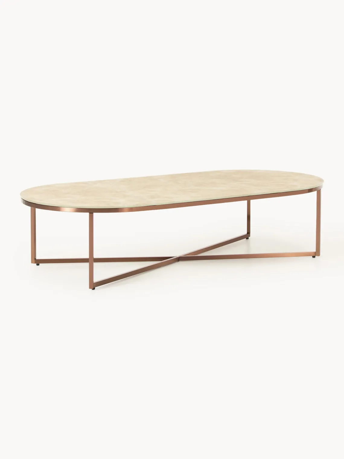 Best Mesa de centro ovalada con tablero de vidrio en look mármol Antigua Mesas De Centro|Mesas De Centro