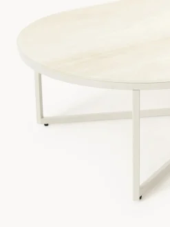 Sale Mesa de centro ovalada con tablero de vidrio en look mármol Antigua Mesas De Centro|Mesas De Centro