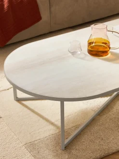 Sale Mesa de centro ovalada con tablero de vidrio en look mármol Antigua Mesas De Centro|Mesas De Centro