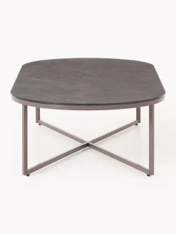 New Mesa de centro ovalada con tablero de vidrio en look mármol Antigua Mesas De Centro|Mesas De Centro