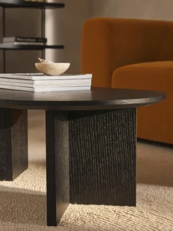 Mesas De Centro|Mesas De Centro></noscript>Westwing Collection Mesa de centro ovalada de madera Toni Madera de roble lacada en negro