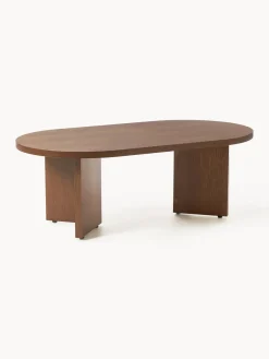 Mesas De Centro|Mesas De Centro>Westwing Collection Mesa de centro ovalada de madera Toni Madera de roble lacada en marrón oscuro