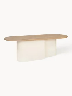 Mesas De Centro|Mesas De Centro>Noo.ma Mesa de centro ovalada de madera Looi Blanco crema, madera clara