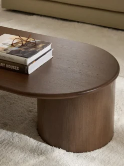 Mesas De Centro|Mesas De Centro></noscript>Westwing Collection Mesa de centro ovalada de madera de roble Didi Madera de roble lacada en marrón oscuro