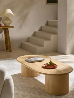 Mesas De Centro|Mesas De Centro>Westwing Collection Mesa de centro ovalada de madera de roble Didi Madera de roble barnizada