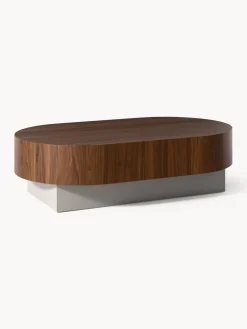 Mesas De Centro|Mesas De Centro>Westwing Collection Mesa de centro ovalada Rylan Madera de nogal, beige