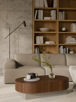 Mesas De Centro|Mesas De Centro>Westwing Collection Mesa de centro ovalada Rylan Madera de nogal, beige