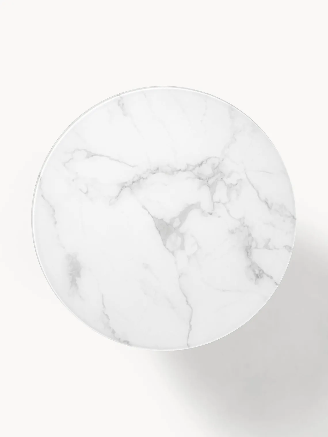 Mesas De Centro|Mesas De Centro>Westwing Collection Mesa de centro redonda con tablero de vidrio en look mármol Antigua Aspecto mármol blanco, plateado brillante