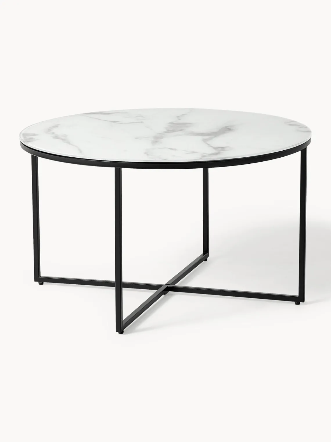 Hot Mesa de centro redonda con tablero de vidrio en look mármol Antigua Mesas De Centro|Mesas De Centro