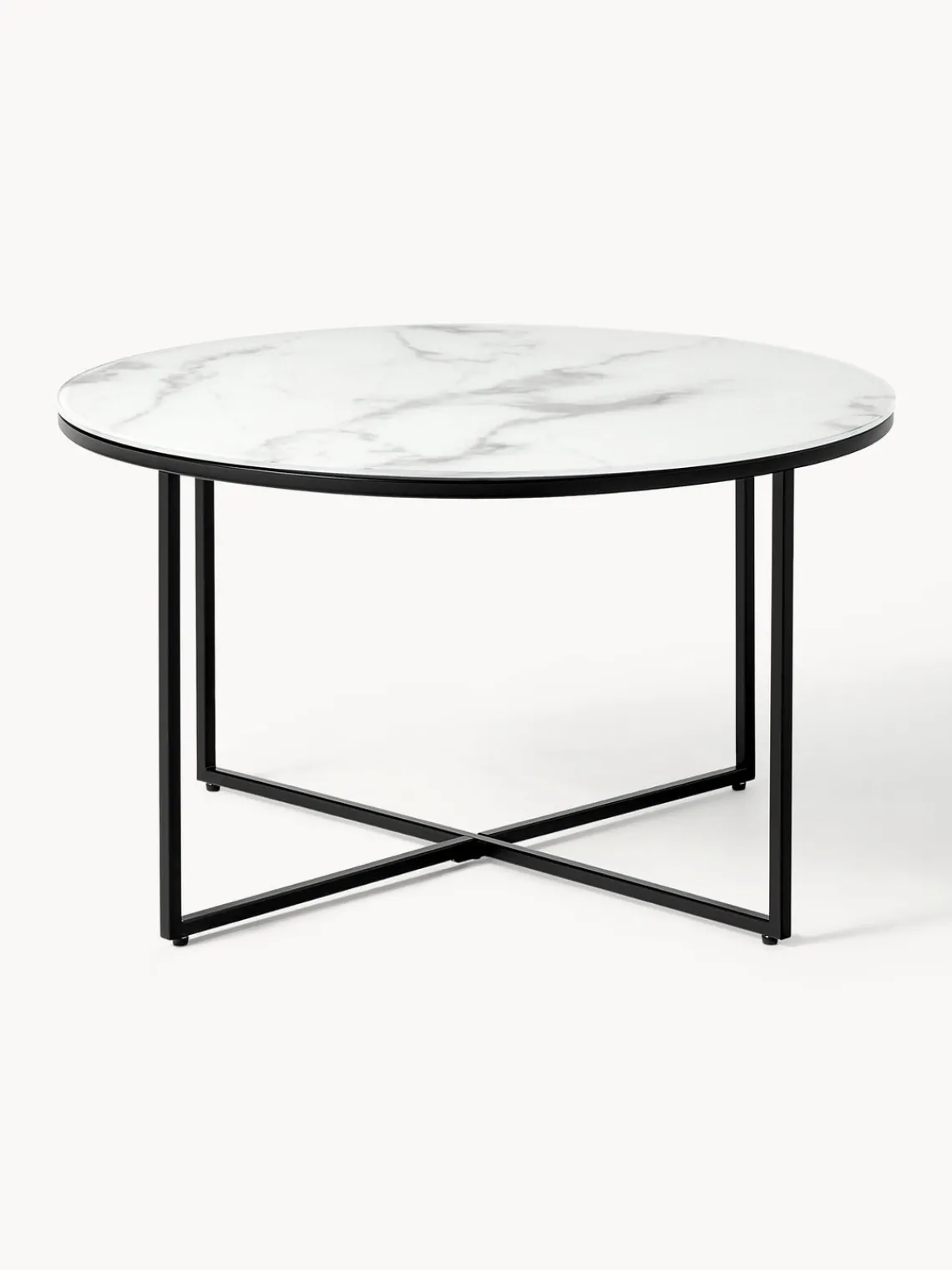 Hot Mesa de centro redonda con tablero de vidrio en look mármol Antigua Mesas De Centro|Mesas De Centro