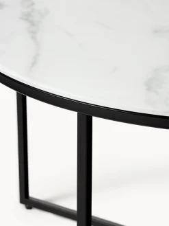 Hot Mesa de centro redonda con tablero de vidrio en look mármol Antigua Mesas De Centro|Mesas De Centro