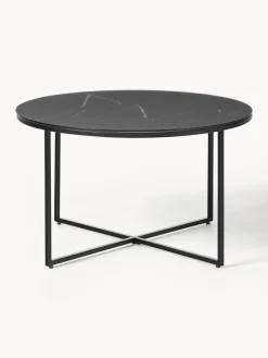 Clearance Mesa de centro redonda con tablero de vidrio en look mármol Antigua Mesas De Centro|Mesas De Centro