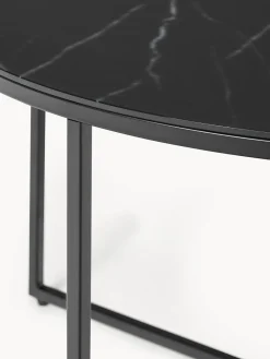 Clearance Mesa de centro redonda con tablero de vidrio en look mármol Antigua Mesas De Centro|Mesas De Centro