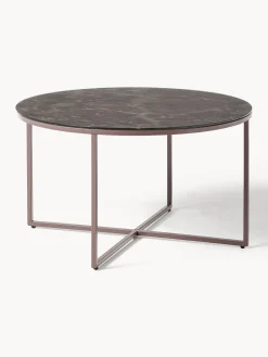 Best Mesa de centro redonda con tablero de vidrio en look mármol Antigua Mesas De Centro|Mesas De Centro