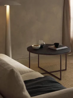 Best Mesa de centro redonda con tablero de vidrio en look mármol Antigua Mesas De Centro|Mesas De Centro