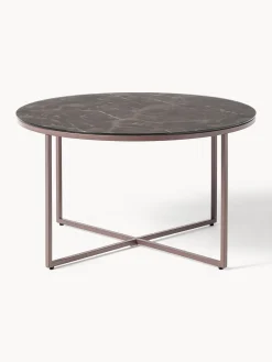 Best Mesa de centro redonda con tablero de vidrio en look mármol Antigua Mesas De Centro|Mesas De Centro