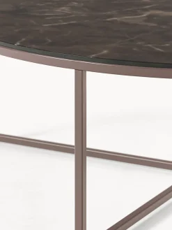 Best Mesa de centro redonda con tablero de vidrio en look mármol Antigua Mesas De Centro|Mesas De Centro