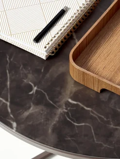 Best Mesa de centro redonda con tablero de vidrio en look mármol Antigua Mesas De Centro|Mesas De Centro