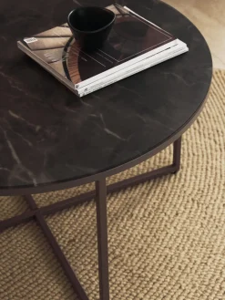 Best Mesa de centro redonda con tablero de vidrio en look mármol Antigua Mesas De Centro|Mesas De Centro